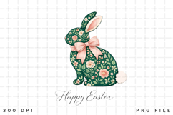 Happy Easter Floral Bunny Silhouette Spring Rabbit Vintage Product Image 1