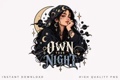 Mystic Moon Woman with Celestial Bandana, Night Sky Magic Product Image 1