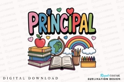 Principal Appreciation Day Colorful Cartoon Sublimation PNG Product Image 1