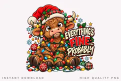 Everything's Fine Probably Funny Highland Cow Christmas Product Image 1