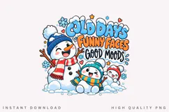 Cute Winter Snowman Family Funny Faces Good Moods Christmas Product Image 2