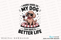 Cartoon Dog with Sunglasses Holding Wine Sublimation PNG Product Image 1