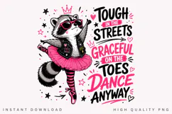 Ballerina Raccoon PNG Sublimation Design, Cute Punk Trash Product Image 1