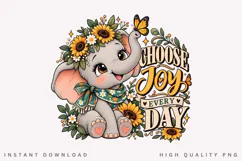 Cute Elephant with Sunflowers, Butterfly and Floral Scarf Product Image 1