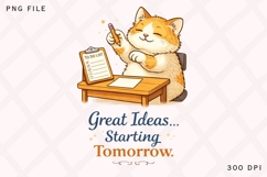 Great Ideas Starting Tomorrow PNG, Funny Cat Procrastination Product Image 1