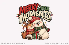 Merry Little Moments PNG Sublimation Design, Cute Polar Bear Product Image 1