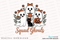 Halloween Squad Ghouls with Pumpkins Black Sublimation PNG Product Image 1