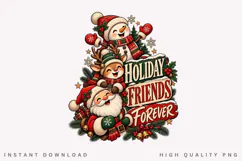 Cute Holiday Friends Forever Snowman Reindeer Santa Product Image 1