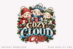 Cozy Cloud Club Cute Winter Lambs Christmas Hot Cocoa PNG Product Image 1