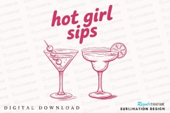 Pink Cocktail Glasses with Text Hot Girl Sublimation PNG Product Image 1