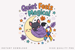Quiet Feels Magical PNG, Autism Awareness Bat Halloween Product Image 1