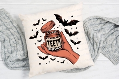 Hand Holding Jar of Teeth with Bats and Sublimation PNG Product Image 2