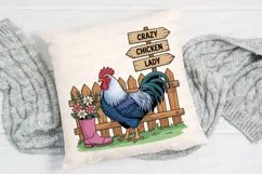 Rooster Cartoon Crazy Chicken Lady Sublimation PNG Product Image 2