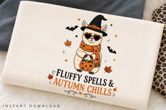 Fluffy Spells Autumn Chills PNG Sublimation Design, Llama Product Image 2