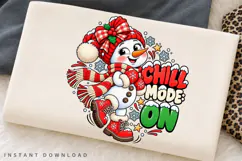 Cute Snowman Chill Mode Winter Christmas Holiday PNG Design Product Image 2