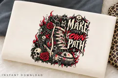 Gothic Black High Top Sneaker with Red Roses, Skulls Product Image 2