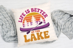 Lake Life Retro Design With Canoe Silhouette Sublimation PNG Product Image 2