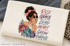 Rise With Grace Lead With Heart PNG Sublimation Design, Bow Product Image 2