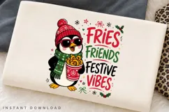 Festive Vibes Christmas Penguin PNG Sublimation Design Product Image 3