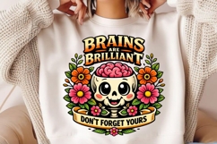 Brains Are Brilliant Skull Brain PNG Design Product Image 2