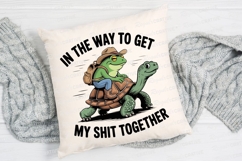 Frog With Hat Riding Turtle Design Humor Sublimation PNG Product Image 2