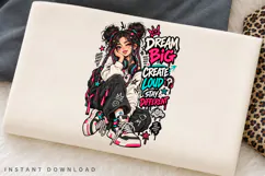 Dream Big Create Loud PNG, Inspirational Girl Clipart Product Image 2