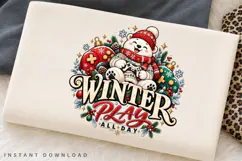 Cute Winter Bear Playing Video Game Christmas Holiday Design Product Image 2