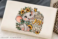 Cute Elephant with Sunflowers, Butterfly and Floral Scarf Product Image 2