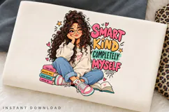 Smart Kind Completely Myself PNG, Cute Girl Book Lover Product Image 2