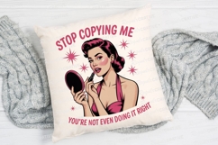 Retro Woman Applying Lipstick with Text Sublimation PNG Product Image 2