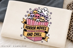 Horror Movies And Chill PNG, Cute Halloween Popcorn Product Image 2