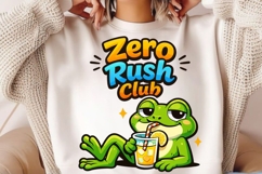 Zero Rush Club Frog PNG, Funny Lazy Frog Drink PNG Design Product Image 2