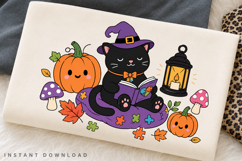 Autism Awareness Black Cat PNG, Reading Cat Halloween Product Image 2