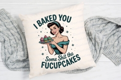 Retro Woman Holding Cupcakes with Sublimation PNG Product Image 2