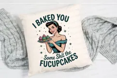 Retro Woman Holding Cupcakes with Sublimation PNG Product Image 2