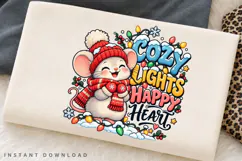 Cute Christmas Mouse with Colorful Lights Cozy Winter Happy Product Image 3