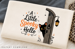 A Little Spooky Hello PNG Sublimation Design, Black Cat Product Image 2