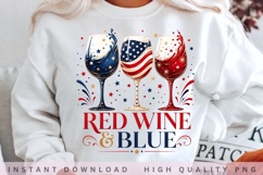 Red Wine &amp; Blue PNG Design, Patriotic Wine Glass Sublimation Product Image 2