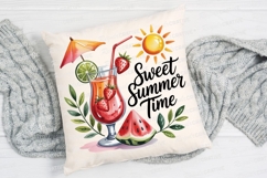 Watercolor Summer Cocktail with Strawberries Sublimation PNG Product Image 4