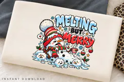 Melting But Merry Funny Snowman Christmas Winter Holiday PNG Product Image 2
