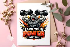 Earn Your Power Every Rep Rhino Gym Motivation Weightlifting Product Image 5