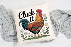 Cluck It Cartoon Chicken Design With Flowers Sublimation PNG Product Image 2