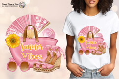 Summer Vibes Pink Beach Bag Fashion Clipart Sublimation PNG Product Image 5