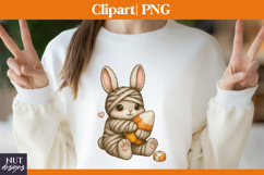 Cute Cartoon Halloween clipart, Halloween Bunny Mummy PNG Product Image 1