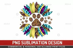 Western Dog Sunflower Clipart Sublimation PNG Product Image 1