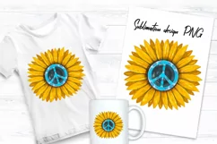 Sunflower Sublimation. Hippie Peace Sublimation PNG. Product Image 2