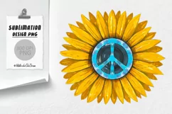 Sunflower Sublimation. Hippie Peace Sublimation PNG. Product Image 1