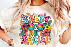 salty but social, summer beach png, funny coastal design, beach sublimation, salty beach quote, summer shirt png, beach lover gift, vacation shirt design, coastal quote png, seaside apparel png
