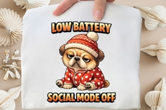 Low Battery Social Mode Off PNG, Funny Tired Dog PNG Product Image 3