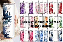 Own Name Flowers Watercolor Bundle 20oz Skinny Tumbler Wrap Product Image 1